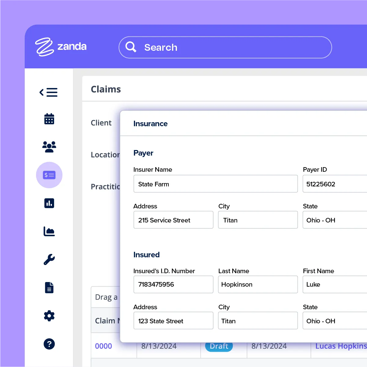 Zanda billing and invoicing features for psychology practices